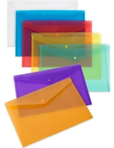 PAQ 10 CARPETA SOBRE Fº CIERRE BROCHE POLIPROPILENO TRANSPARENTE